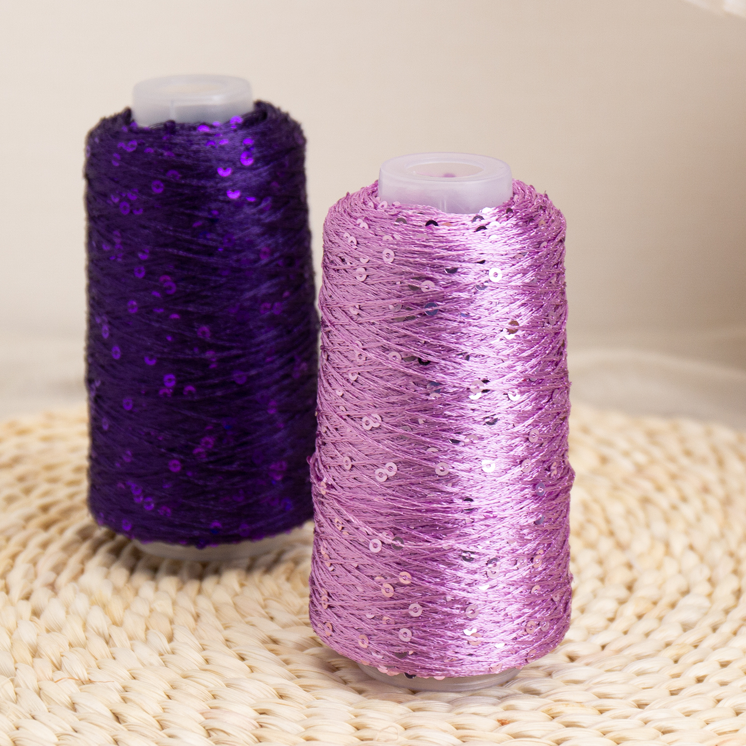 50g Packing Standard Density 3mm Sequin Fancy Yarn Combed 150D Polyester Sequin Thread