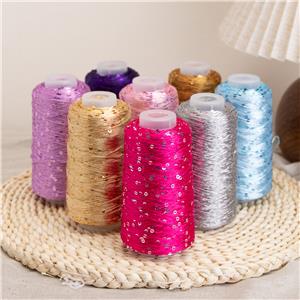 50g Packing Standard Density 3mm Sequin Fancy Yarn Combed 150D Polyester Sequin Thread