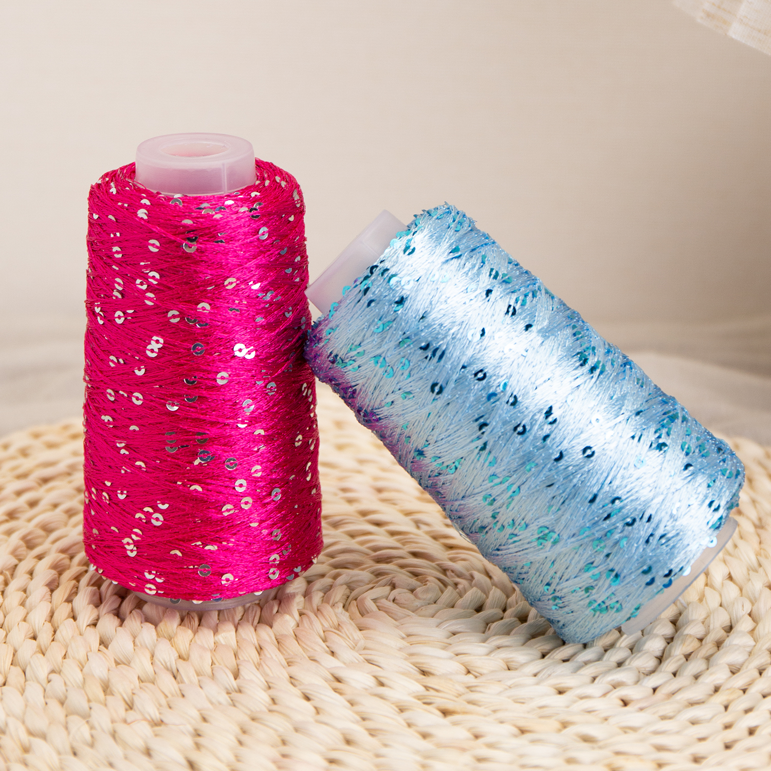 50g Packing Standard Density 3mm Sequin Fancy Yarn Combed 150D Polyester Sequin Thread