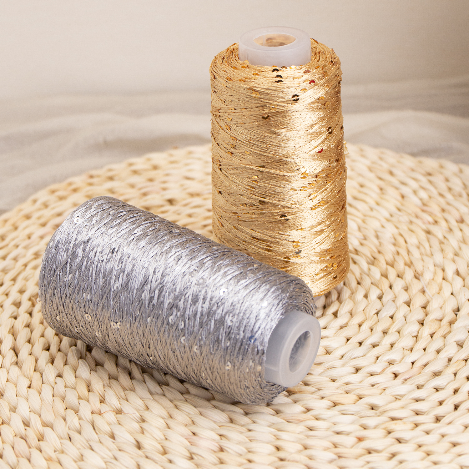 50g Packing Standard Density 3mm Sequin Fancy Yarn Combed 150D Polyester Sequin Thread