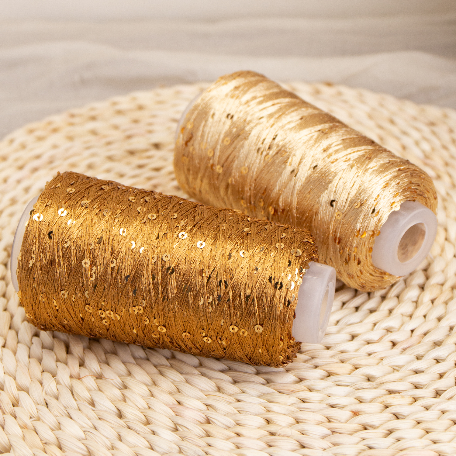 50g Packing Standard Density 3mm Sequin Fancy Yarn Combed 150D Polyester Sequin Thread
