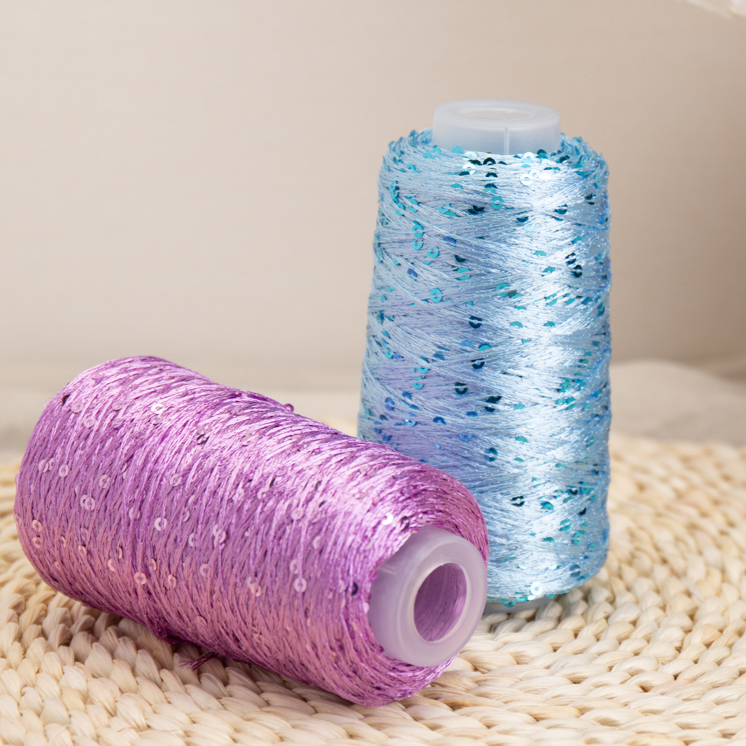 50g Packing Standard Density 3mm Sequin Fancy Yarn Combed 150D Polyester Sequin Thread