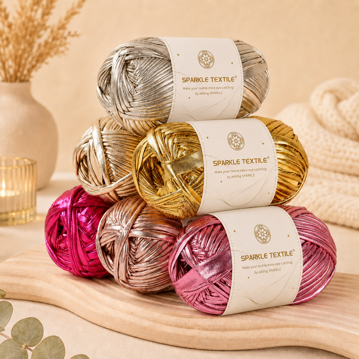 100g Packing Metallic Color Fabric Strip Knitting Yarn DIY Hand Crochet Strip Chunky Yarn