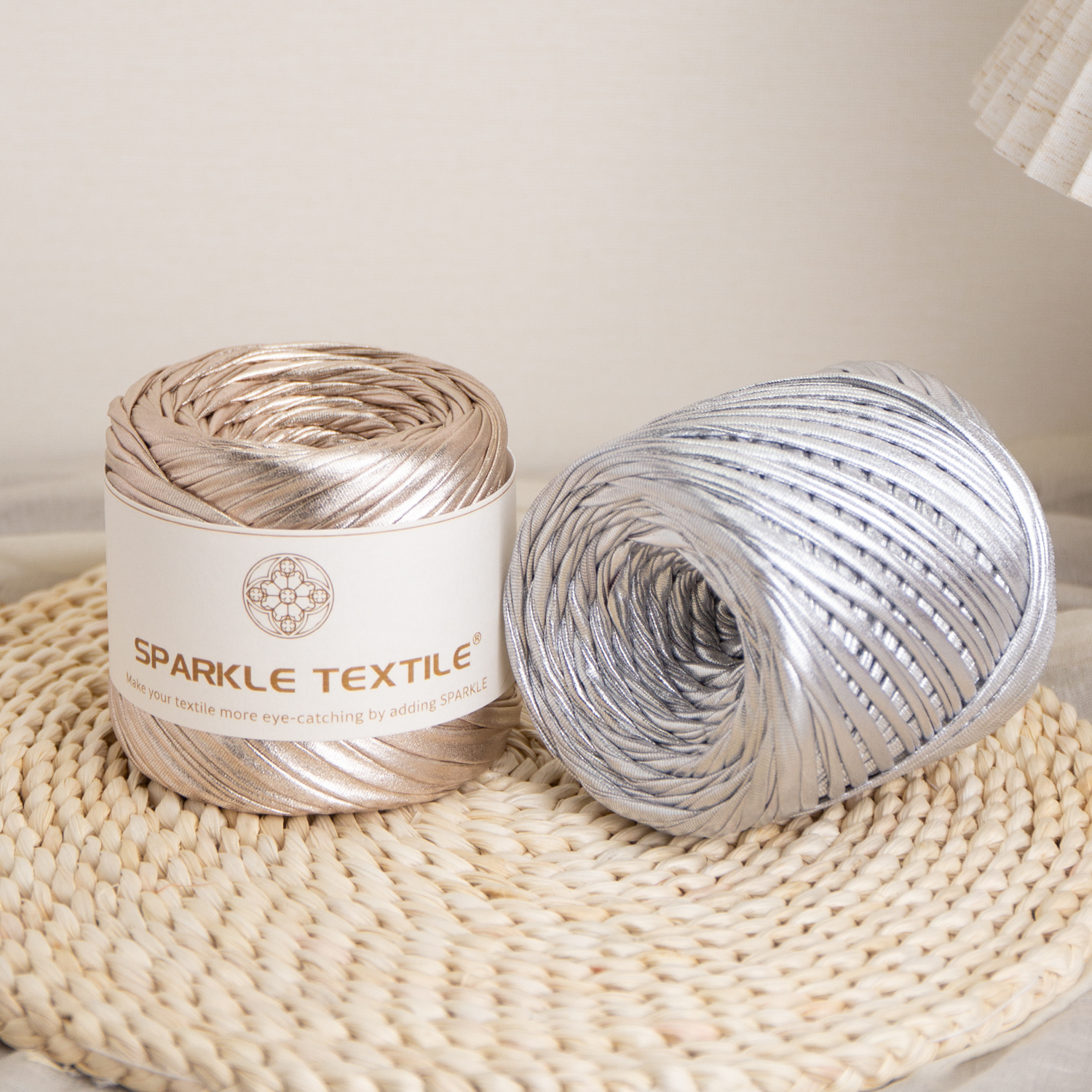 Hand Knitting Craft DIY Crochet Thread 200g Spun Packing Chunky Metallic T-Shirt Yarn Sparkle Polyester Fabric Strip Yarn
