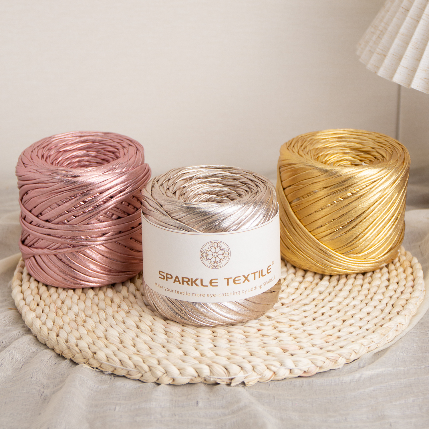 Hand Knitting Craft DIY Crochet Thread 200g Spun Packing Chunky Metallic T-Shirt Yarn Sparkle Polyester Fabric Strip Yarn