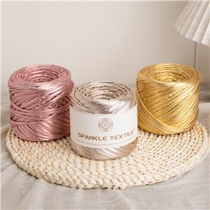 Hand Knitting Craft DIY Crochet Thread 200g Spun Packing Chunky Metallic T-Shirt Yarn Sparkle Polyester Fabric Strip Yarn