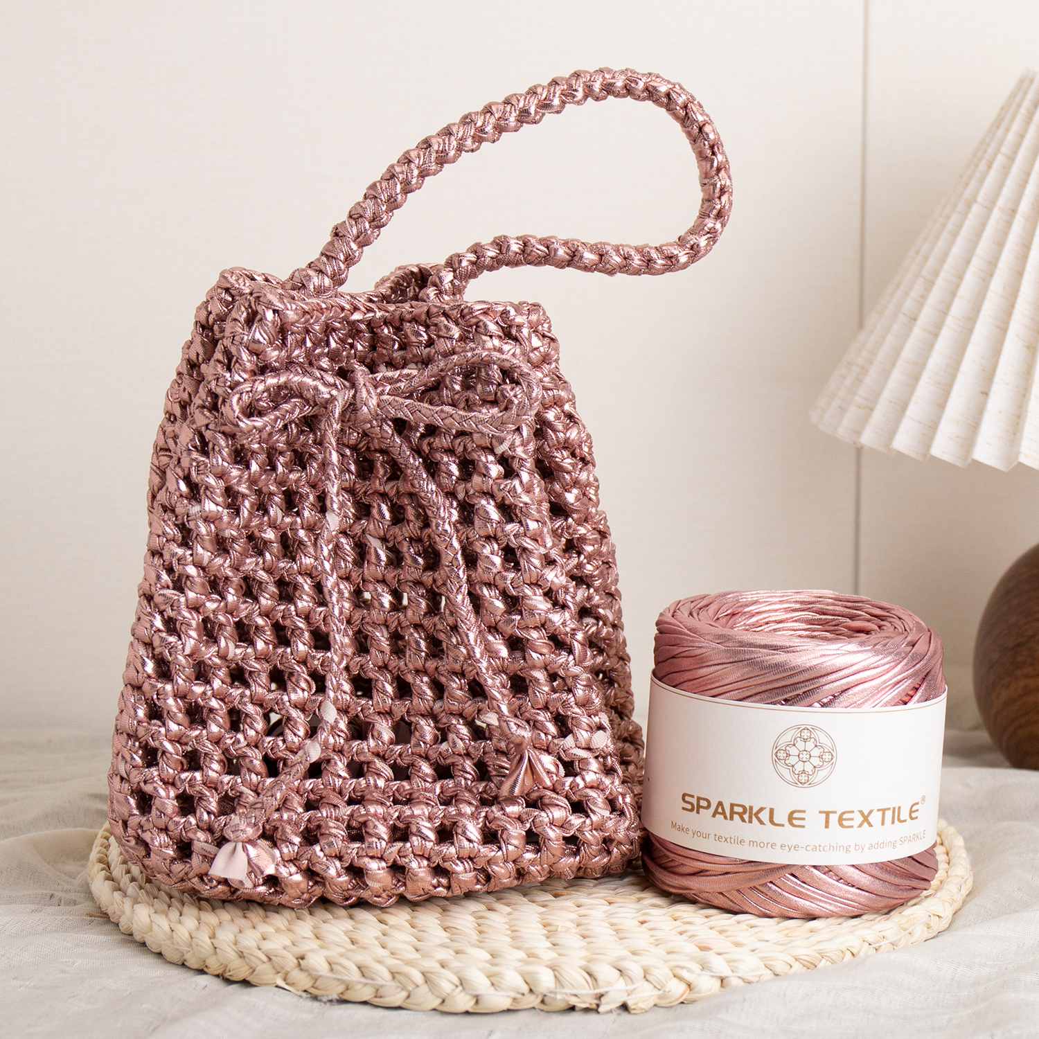 Hand Knitting Craft DIY Crochet Thread 200g Spun Packing Chunky Metallic T-Shirt Yarn Sparkle Polyester Fabric Strip Yarn