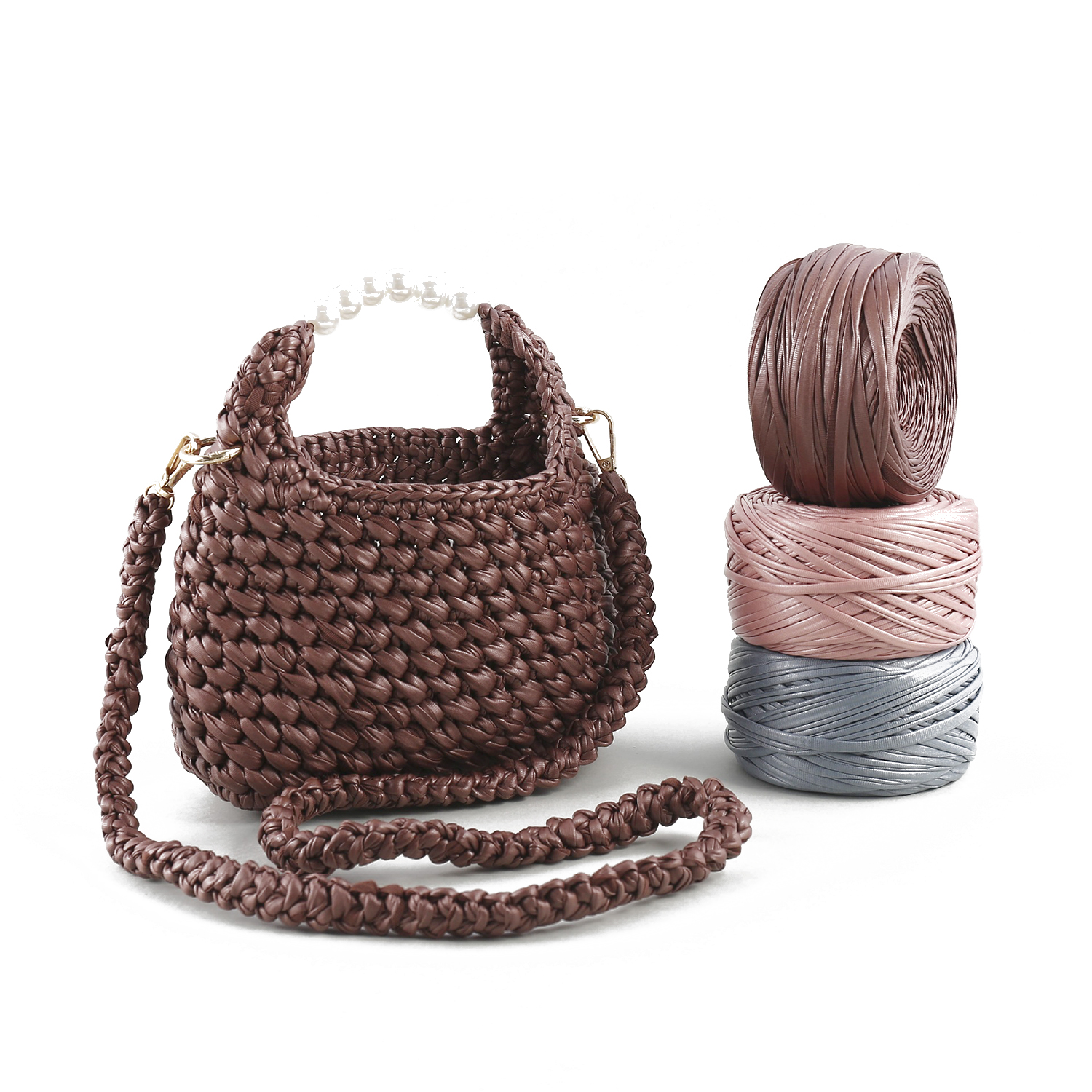 100g Elastic Fabric Crochet DIY Hand Knitting Handmade Bag High Strength T-shirt Yarn Matte Nappa Leather Strip Thread