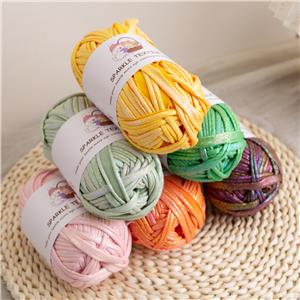 100G Packing Rainbow DIY Knitting Bags Material Kit Weaving Thread Elastic Laser Hand Crochet Yarn Fancy Fabric Strip Yarn