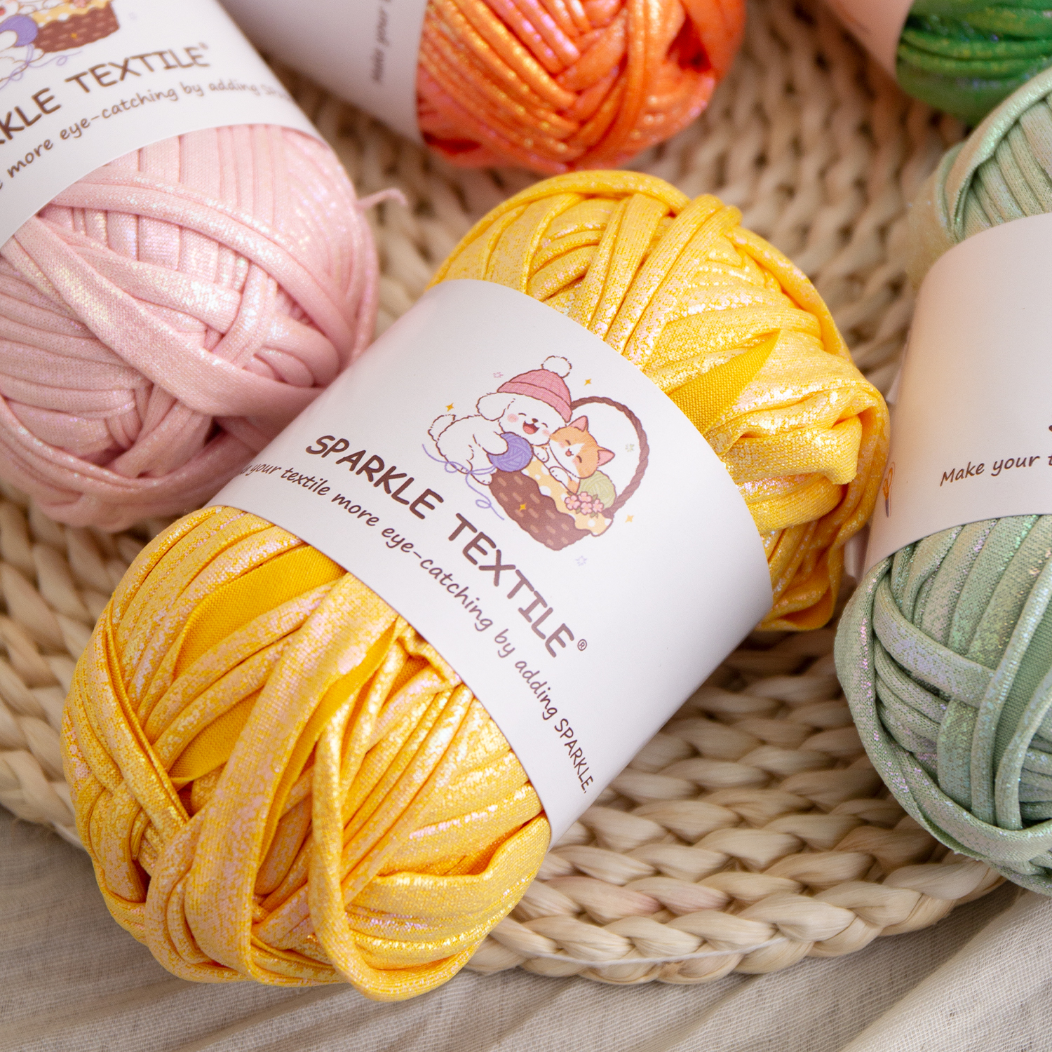 100G Packing Rainbow DIY Knitting Bags Material Kit Weaving Thread Elastic Laser Hand Crochet Yarn Fancy Fabric Strip Yarn