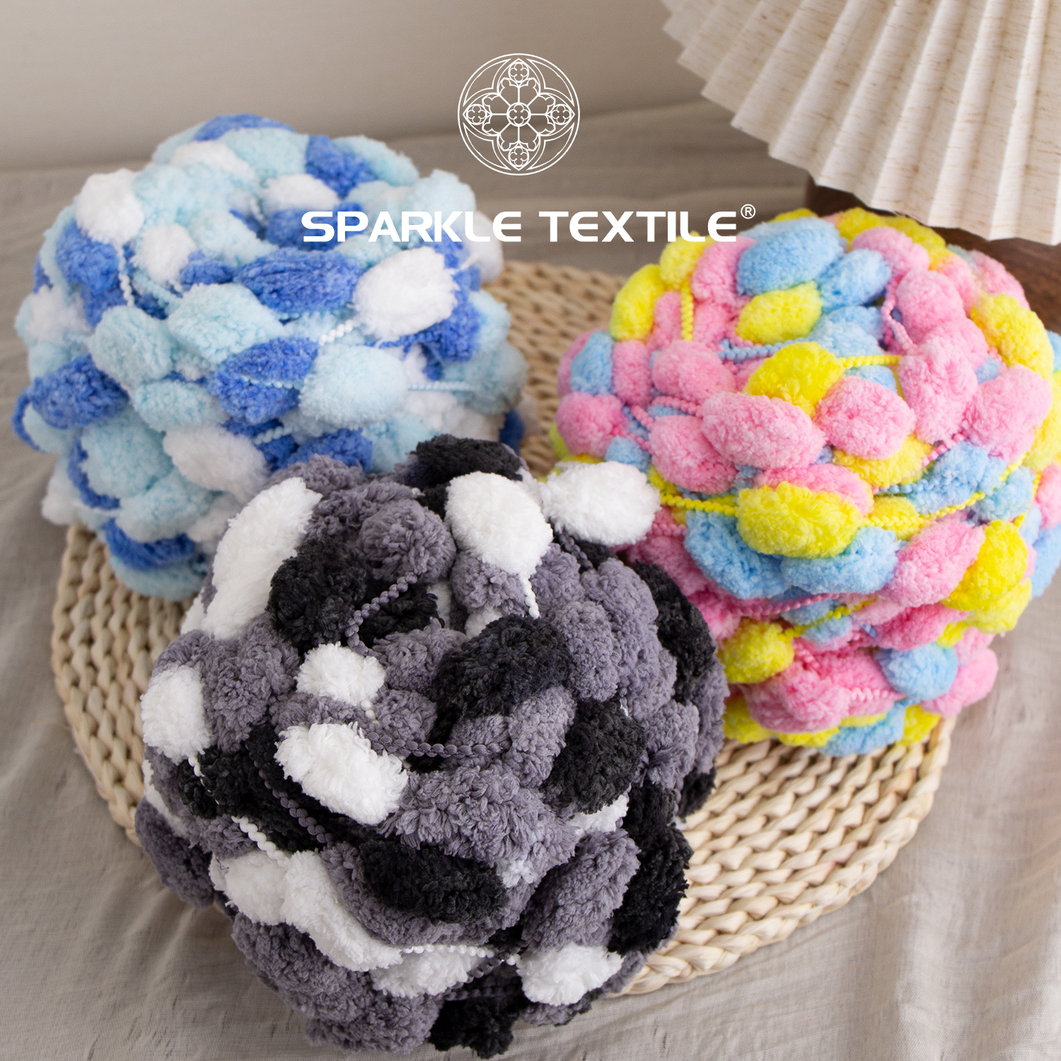 DIY Soft Thick Bean Cushion Knitting Thread Weaving Hand Crochet Yarn Polyester Fancy Large Ball Yarn Velvet Pompom Yarn