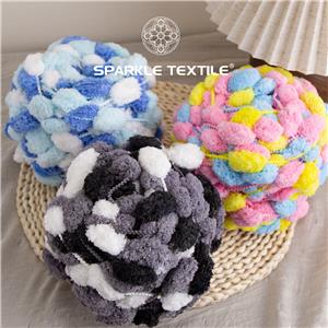 DIY Soft Thick Bean Cushion Knitting Thread Weaving Hand Crochet Yarn Polyester Fancy Large Ball Yarn Velvet Pompom Yarn