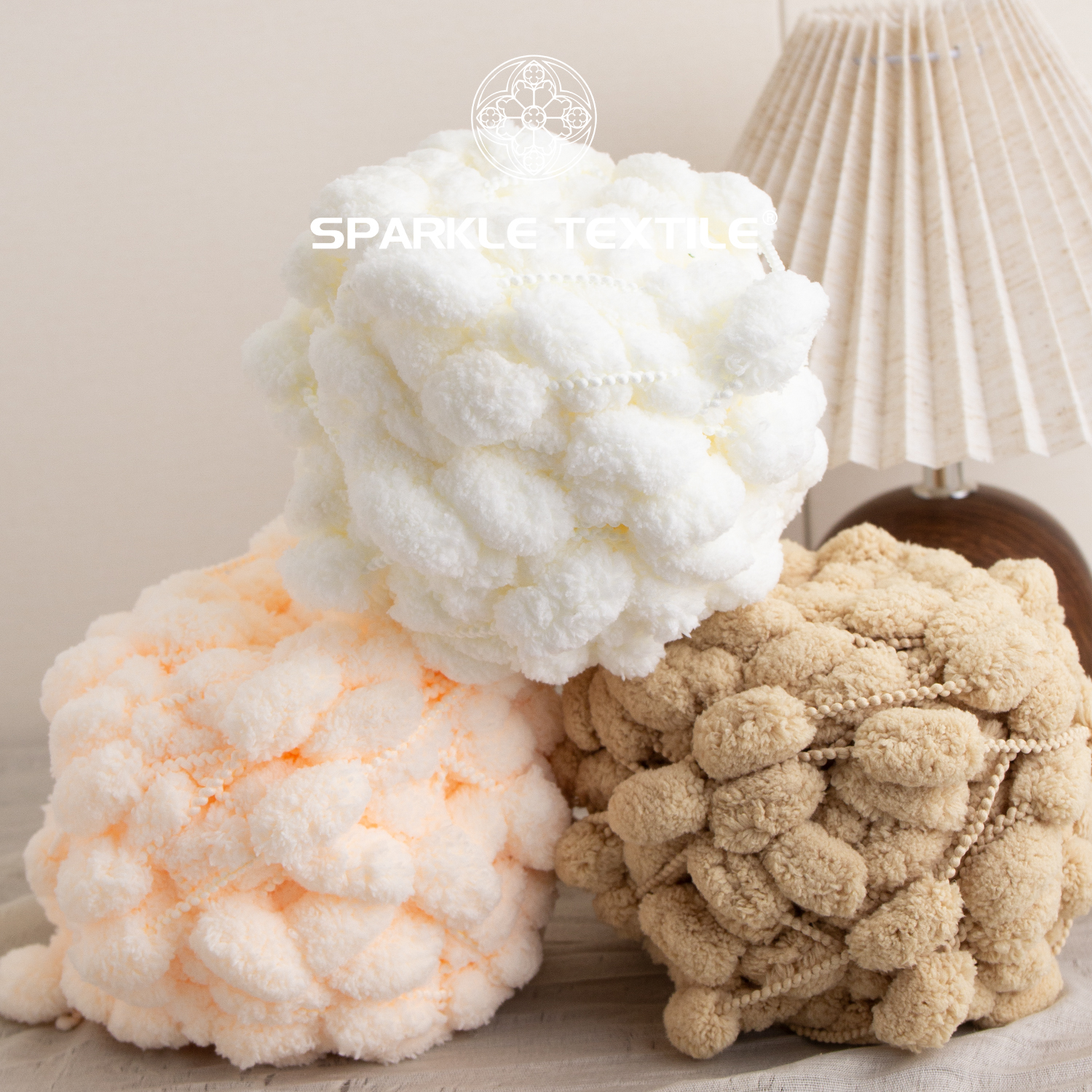 DIY Soft Thick Bean Cushion Knitting Thread Weaving Hand Crochet Yarn Polyester Fancy Large Ball Yarn Velvet Pompom Yarn