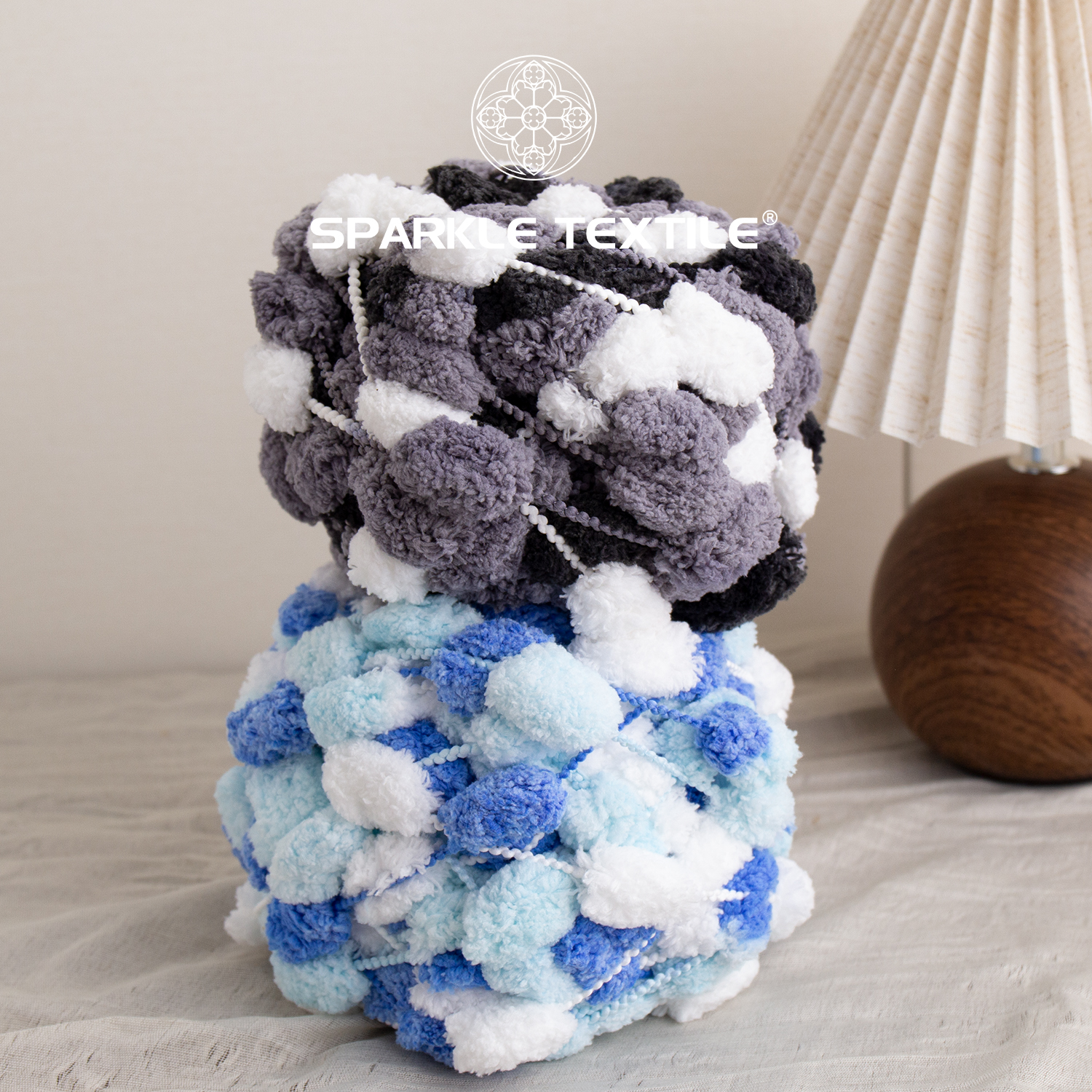 DIY Soft Thick Bean Cushion Knitting Thread Weaving Hand Crochet Yarn Polyester Fancy Large Ball Yarn Velvet Pompom Yarn