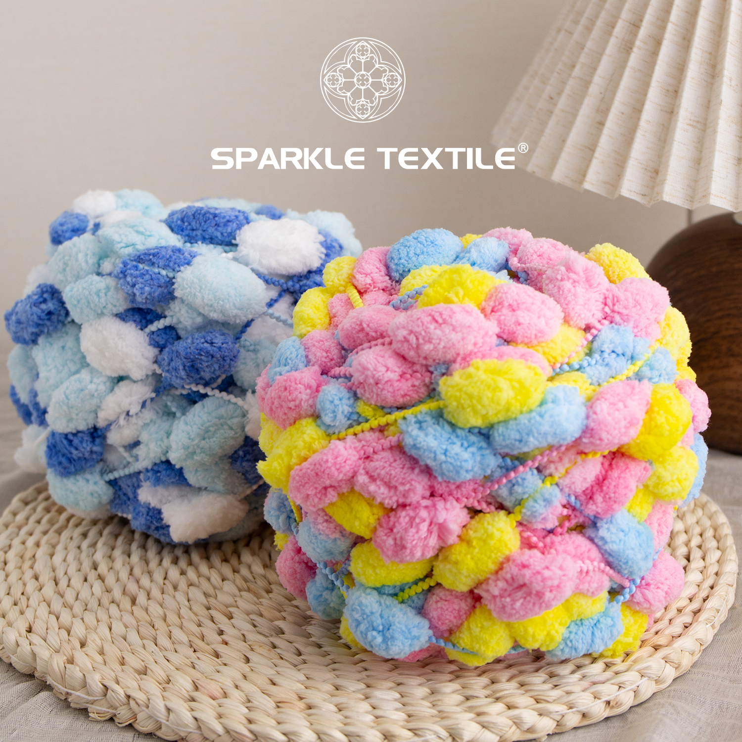 DIY Soft Thick Bean Cushion Knitting Thread Weaving Hand Crochet Yarn Polyester Fancy Large Ball Yarn Velvet Pompom Yarn