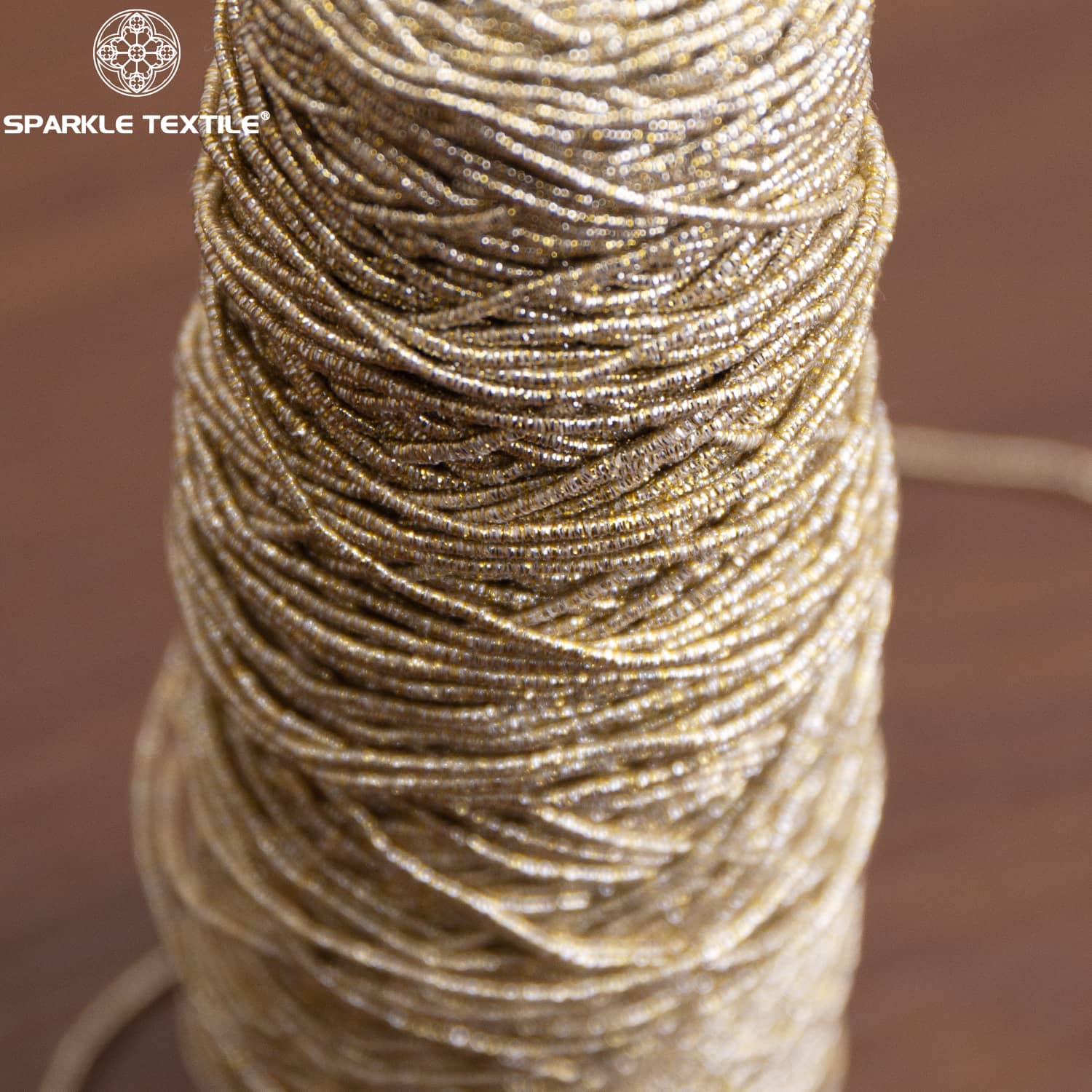 Gold Metallic Rope Yarn Polyester Spiral Wrapped Fancy Yarn Continuous Lurex Cord Yarn for Weaving Webbing Gift Packing
