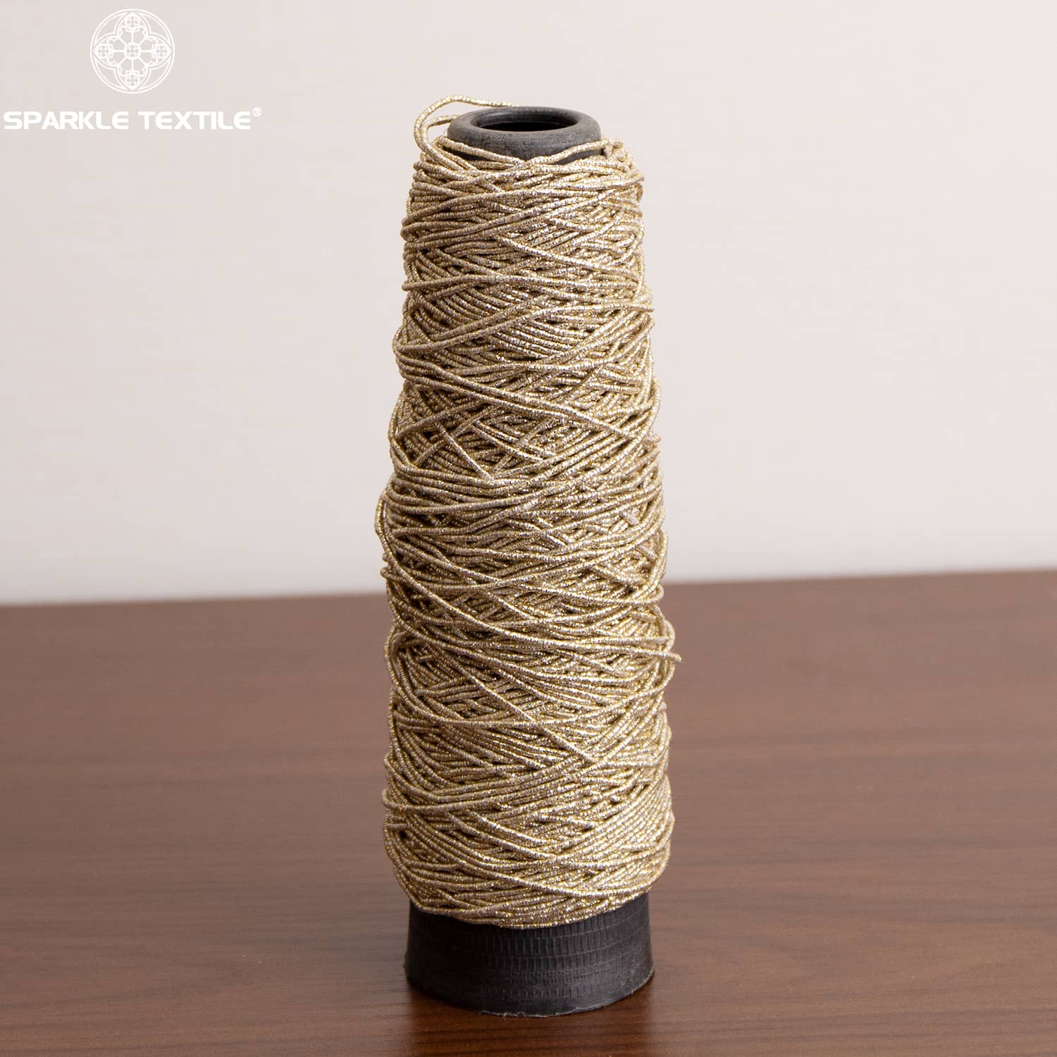 Gold Metallic Rope Yarn Polyester Spiral Wrapped Fancy Yarn Continuous Lurex Cord Yarn for Weaving Webbing Gift Packing