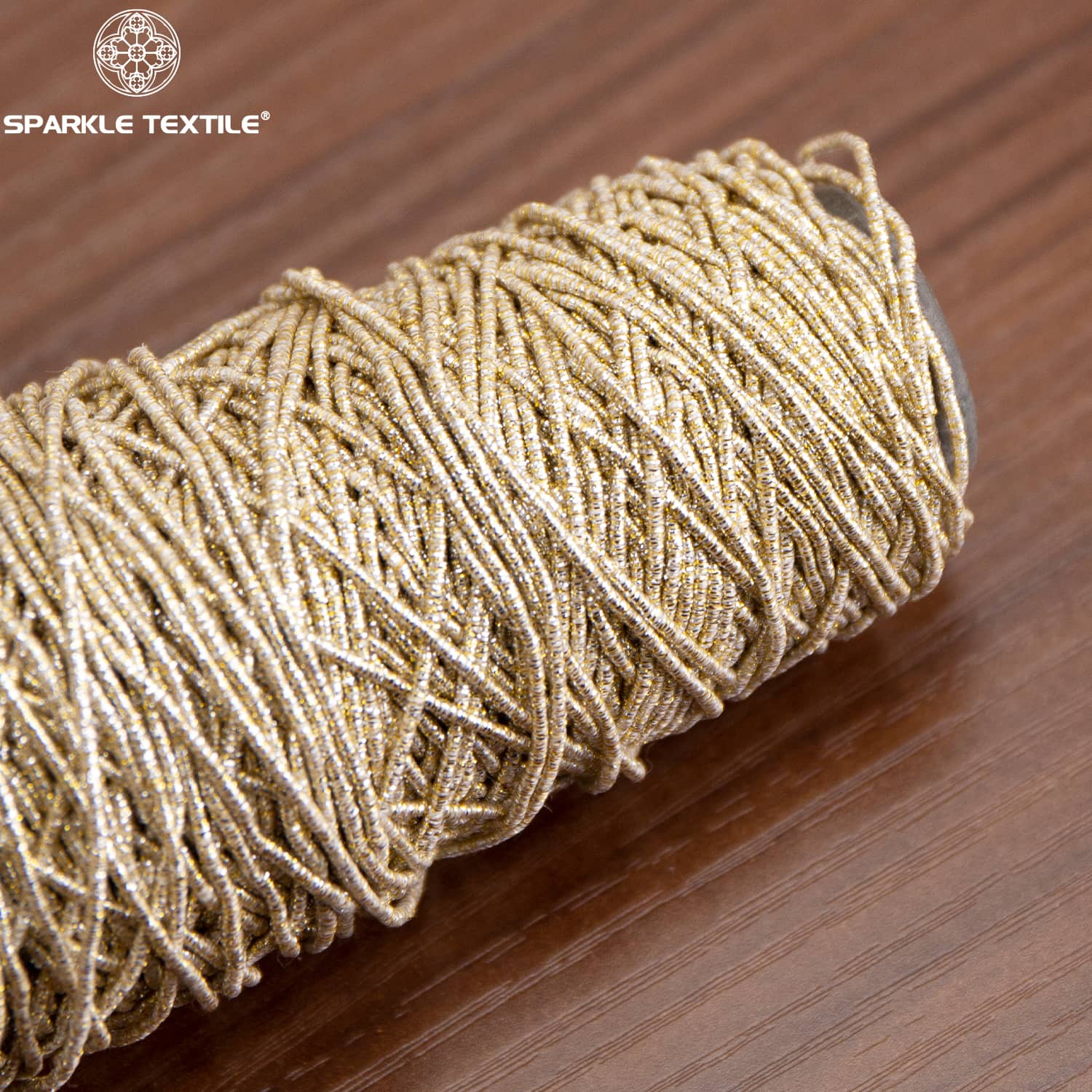 Gold Metallic Rope Yarn Polyester Spiral Wrapped Fancy Yarn Continuous Lurex Cord Yarn for Weaving Webbing Gift Packing