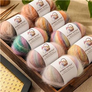 Wholesale Gradient Dye Hand Knitting Thread Long Hair Tufting Hand Crochet Yarn Fancy Fluffy Irish Mohair Yarn Crochet Yarn