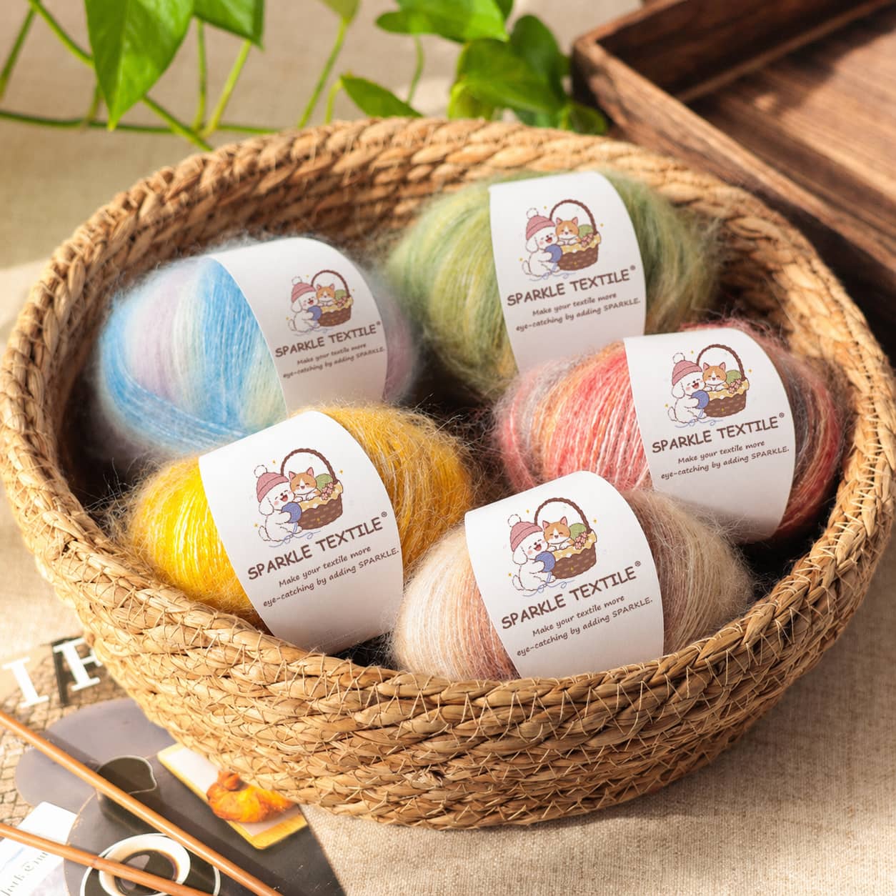 Wholesale Gradient Dye Hand Knitting Thread Long Hair Tufting Hand Crochet Yarn Fancy Fluffy Irish Mohair Yarn Crochet Yarn