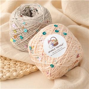Wholesale 50g Packing 3+6mm Knitted Sequin Fancy Yarn Hand Knitting Sequin Yarn Pure Cotton Hand DIY Blended Crochet Yarn