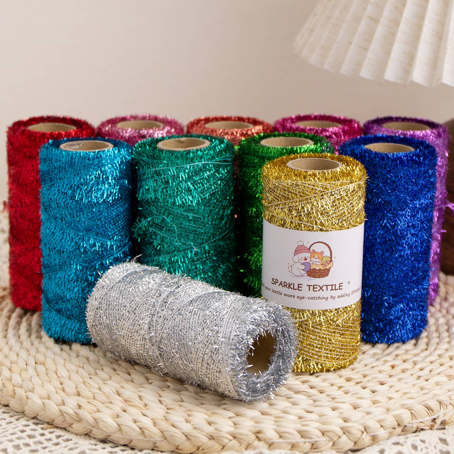 200m Packing Glitter Metallic Feather Fancy Yarn Metallic Tinsel Eyelash Yarn Feather Yarn for Festival Garment Knitting Weaving