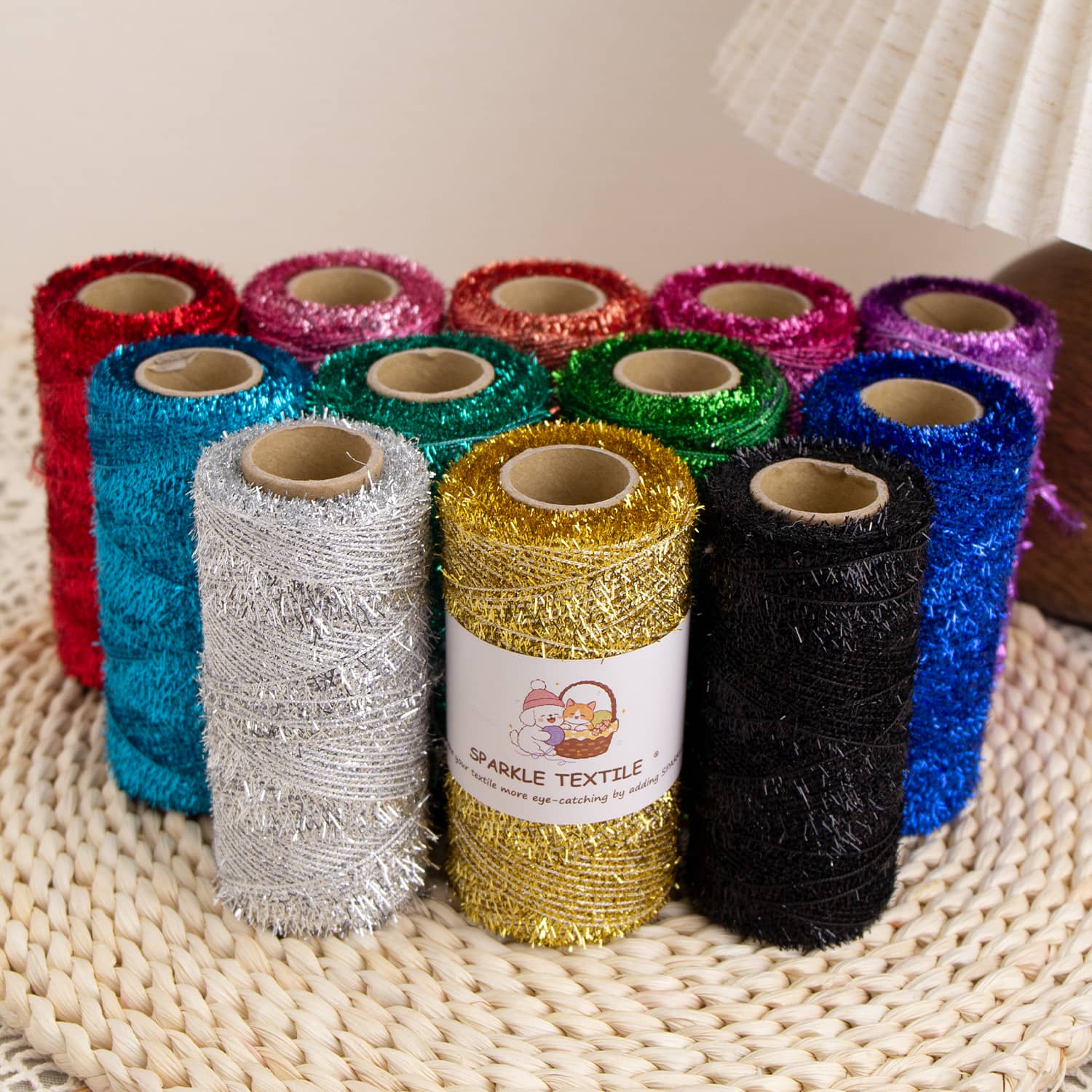 200m Packing Glitter Metallic Feather Fancy Yarn Metallic Tinsel Eyelash Yarn Feather Yarn for Festival Garment Knitting Weaving