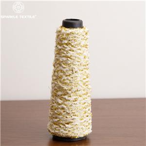 Metallic Lurex Dragonfly Feather Yarn Gold White Fancy Novelty Yarn for Tweed Garment