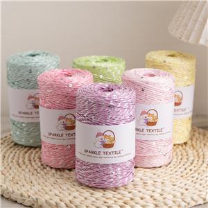 Pastel Color Sequin Raffia Paper Twine Metallic Glitter Paper String for DIY Crochet Bag Gift Wrapping & Craft Decoration