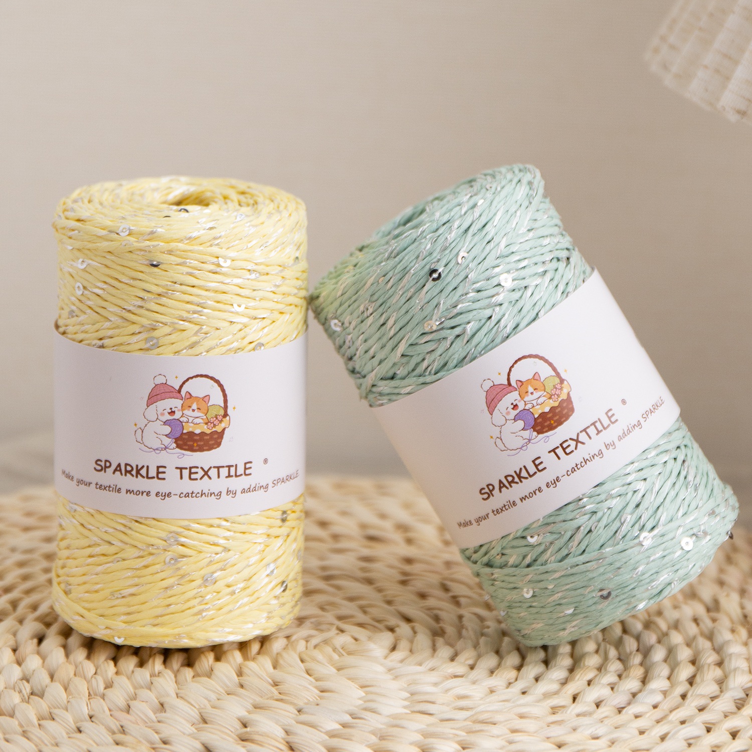 Pastel Color Sequin Raffia Paper Twine Metallic Glitter Paper String for DIY Crochet Bag Gift Wrapping & Craft Decoration