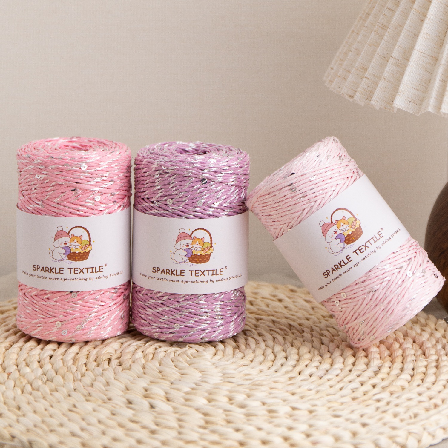 Pastel Color Sequin Raffia Paper Twine Metallic Glitter Paper String for DIY Crochet Bag Gift Wrapping & Craft Decoration