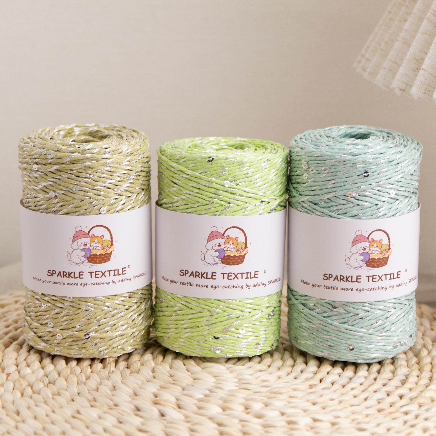 Pastel Color Sequin Raffia Paper Twine Metallic Glitter Paper String for DIY Crochet Bag Gift Wrapping & Craft Decoration