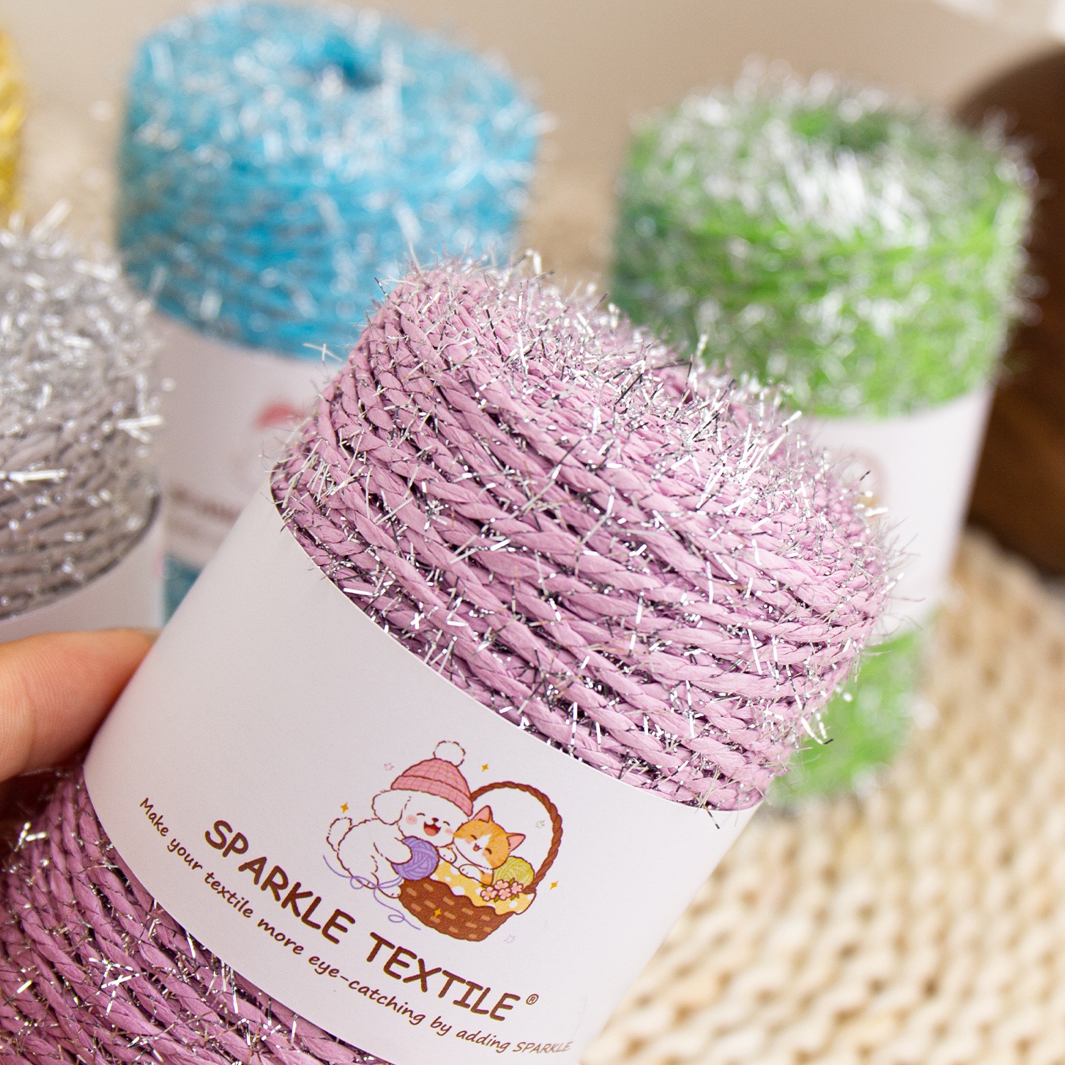 100g Macaron Color Shiny Raffia Yarn, Non-fading Soft Glitter Raffia String for DIY Hand Knitting Summer Crafts