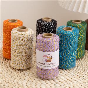 Metallic Cotton Twine, Gold Silver Lurex Cotton String, Colorful Sparkle Cotton Yarn for Gift Wrapping, Crochet Craft & Wedding Decoration