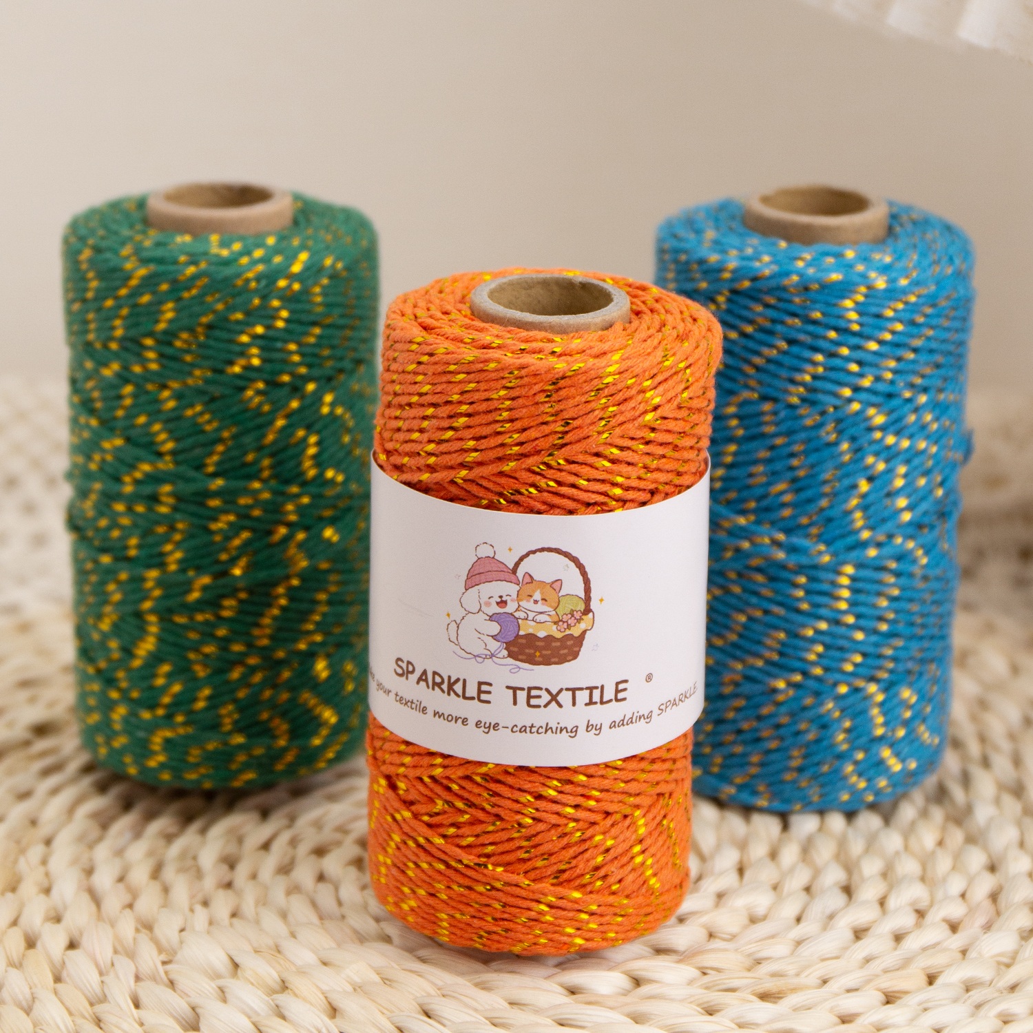 Metallic Cotton Twine, Gold Silver Lurex Cotton String, Colorful Sparkle Cotton Yarn for Gift Wrapping, Crochet Craft & Wedding Decoration