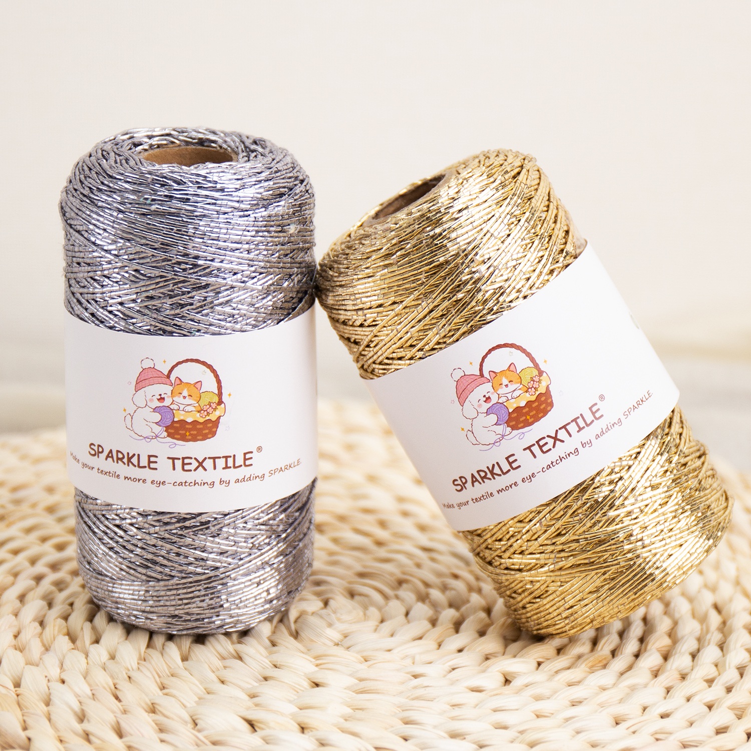 1mm Thick Metallic Yarn Polyester Lurex Sparkle Gold Silver Thread for Hand Knitting Crochet DIY Craft Weaving