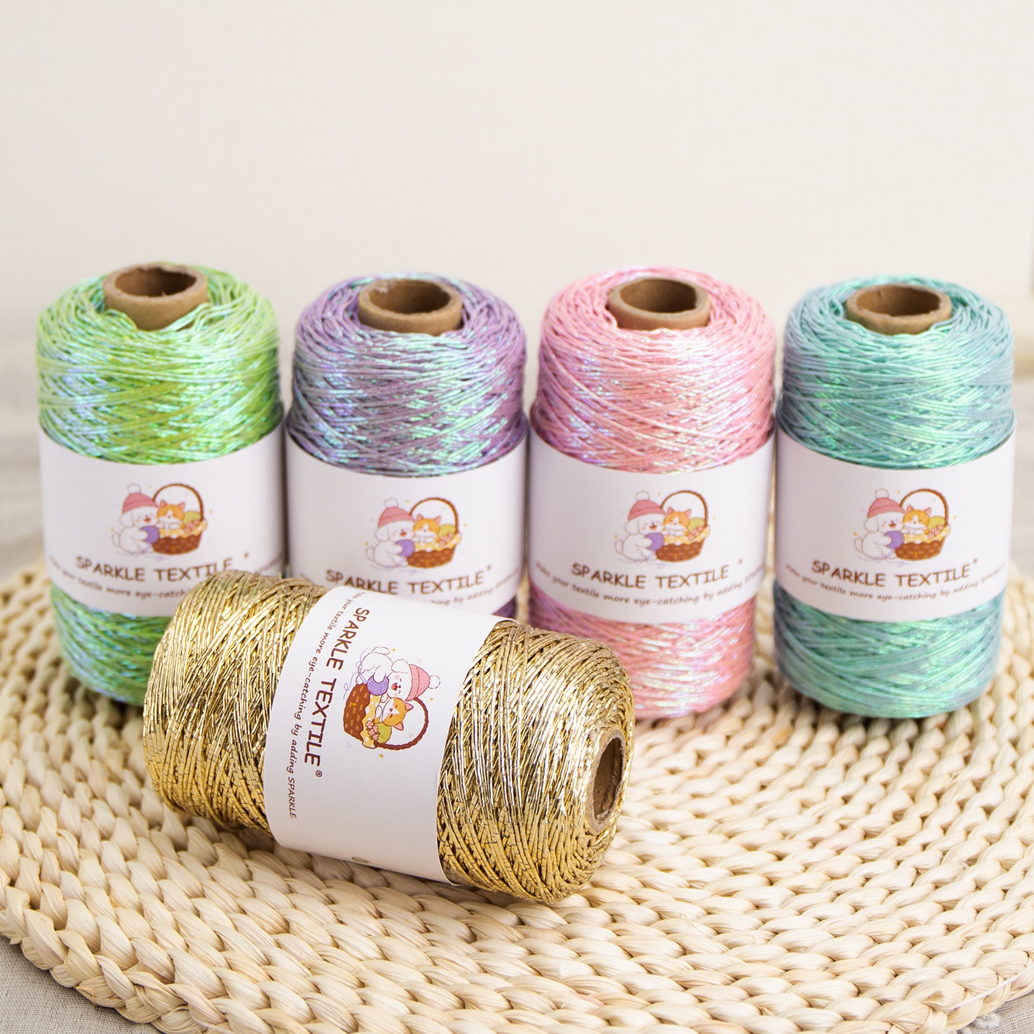 1mm Thick Metallic Yarn Polyester Lurex Sparkle Gold Silver Thread for Hand Knitting Crochet DIY Craft Weaving