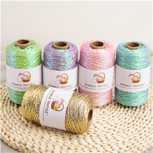 1mm Thick Metallic Yarn Polyester Lurex Sparkle Gold Silver Thread for Hand Knitting Crochet DIY Craft Weaving