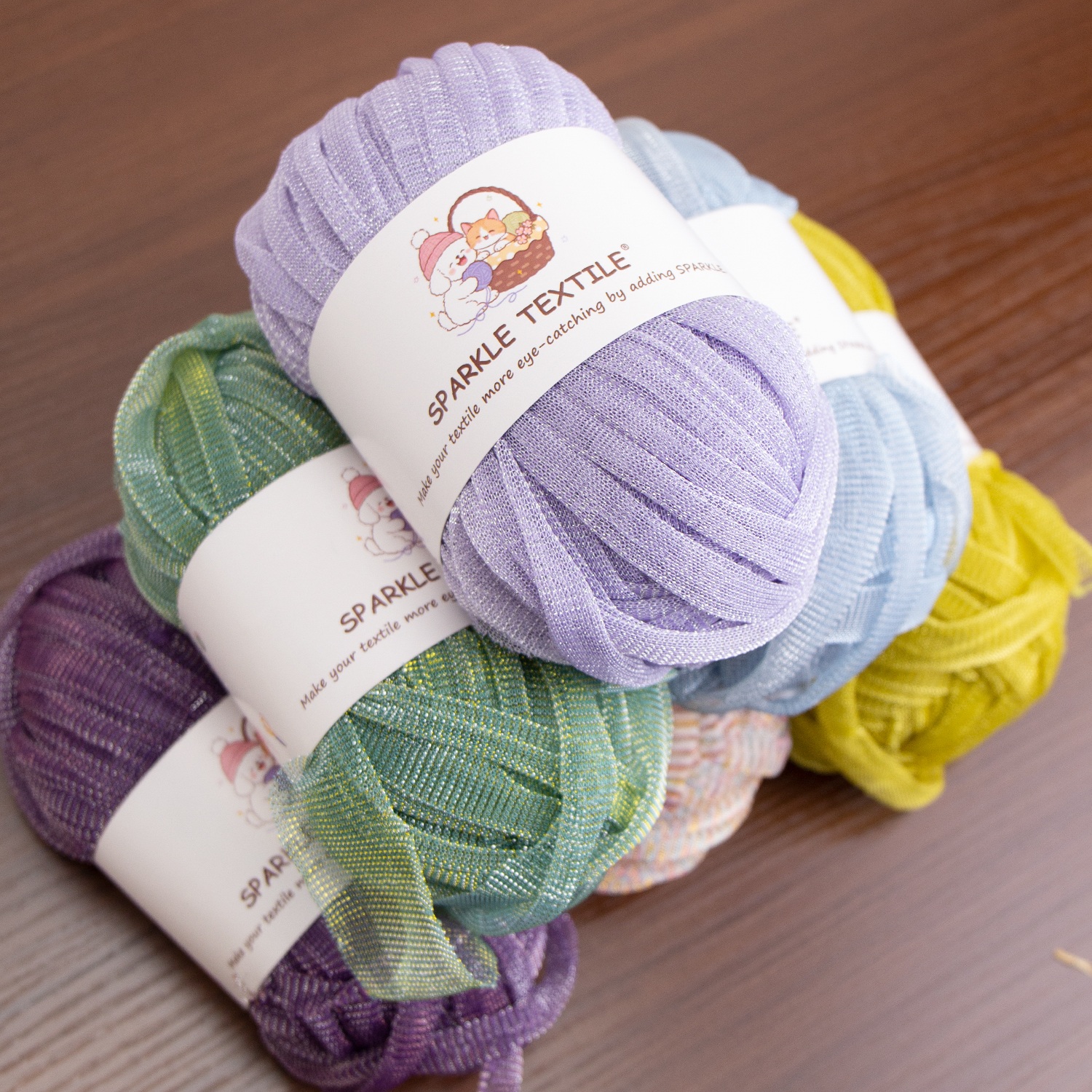 Metallic Lurex Mesh T Shirt Yarn Sparkle Tape Yarn for Crochet Bag Rug Hand Knitting DIY Crafts