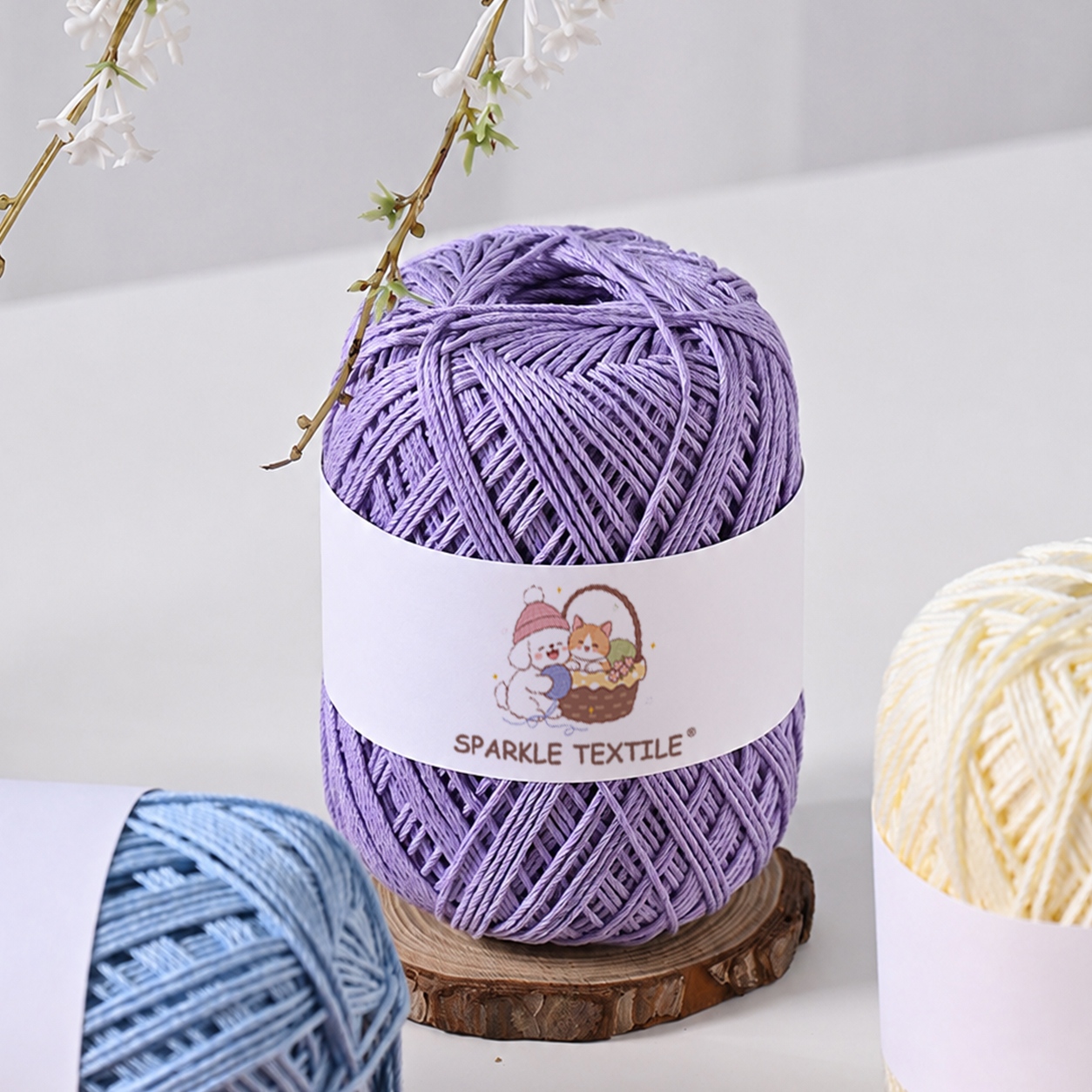 Round Strand Organza Yarn Cupra Acrylic Polyester Blended Yarn for Crochet Hat Bag Basket Hand Knitting DIY Crafts
