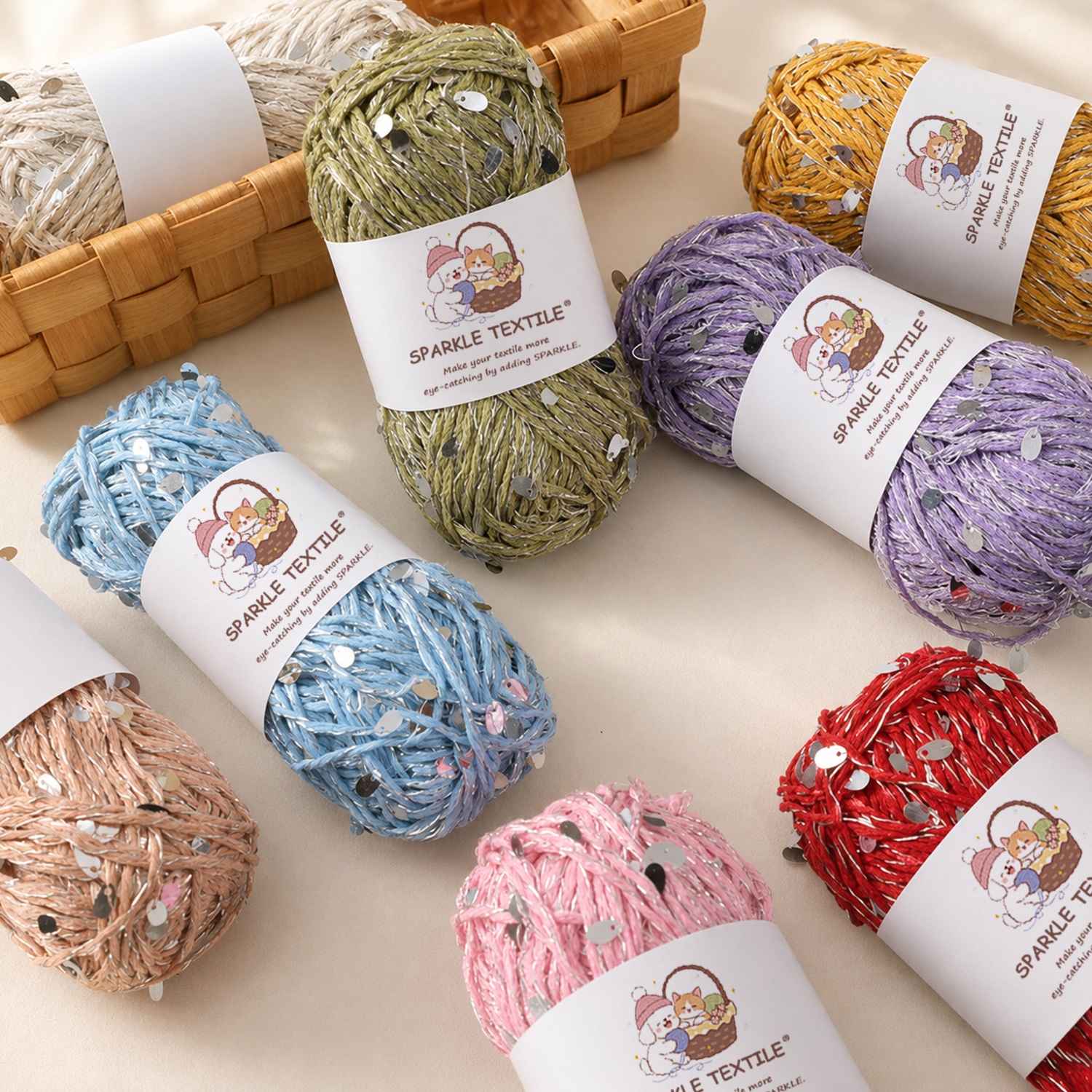 Multi Color 2mm Polyester Mix Metallic Hollow Yarn Silver Sequins Glitter Metallic Yarn for Knitting & Crochet