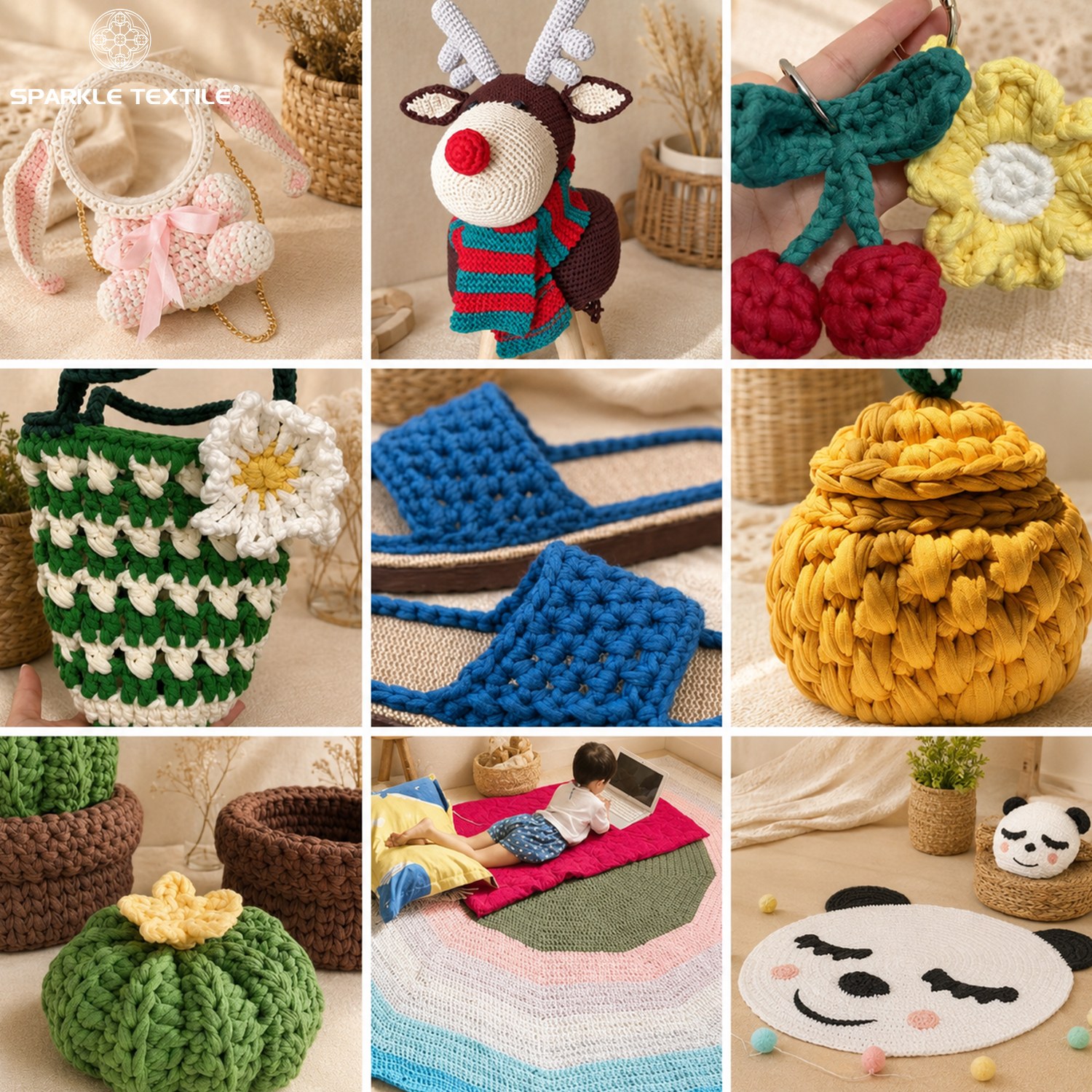 T Shirt Yarn Soft Fabric Tape Yarn Multi Color Crochet Yarn for Handmade Bag, Storage Basket, Rug DIY Crafts