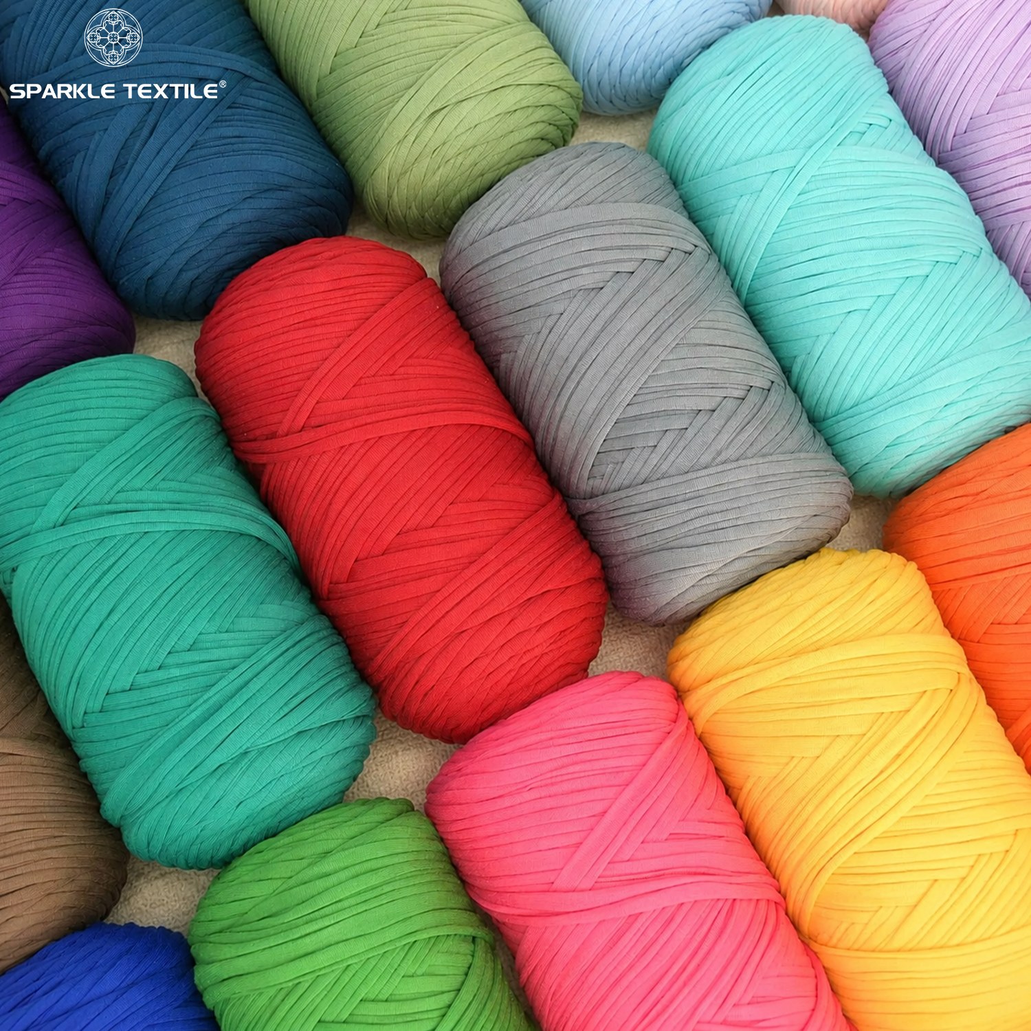 T Shirt Yarn Soft Fabric Tape Yarn Multi Color Crochet Yarn for Handmade Bag, Storage Basket, Rug DIY Crafts