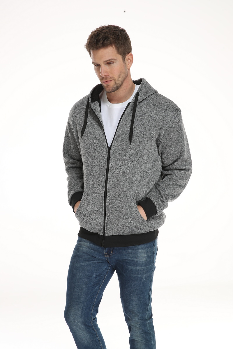 Closeout Winter Mens Fur Lining With Zip Sweatshirt
