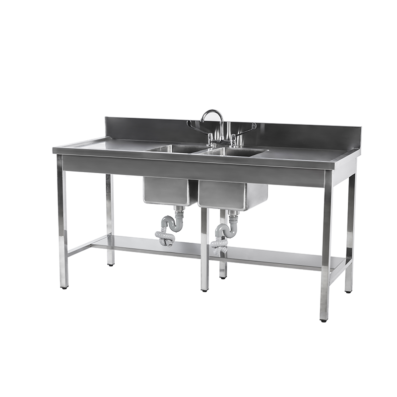 Laboratory Metal Stainless Steel Single Faucet Double Sink Hand Basin