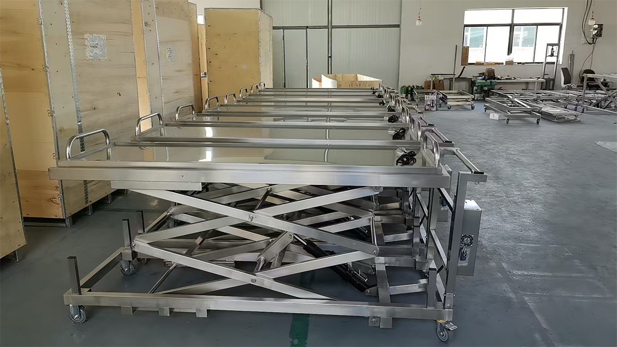Roundfin Electric Hydraulic Mortuary Lifting Trolley Ready for Shipment