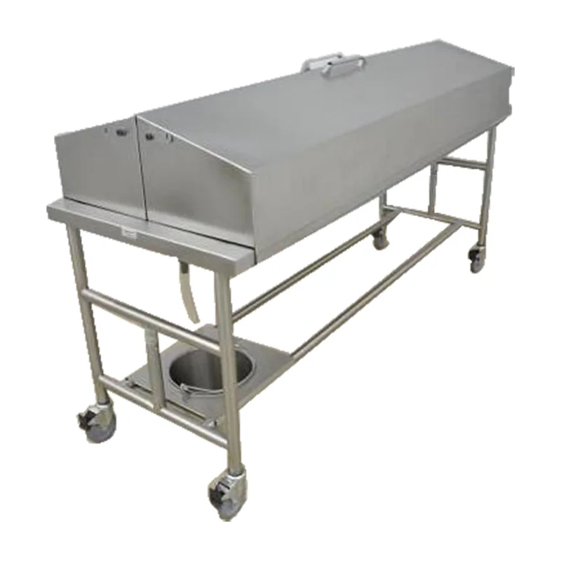 Carro de transferencia de cadáveres Roundfin RD-1520 para morgue con cubierta.