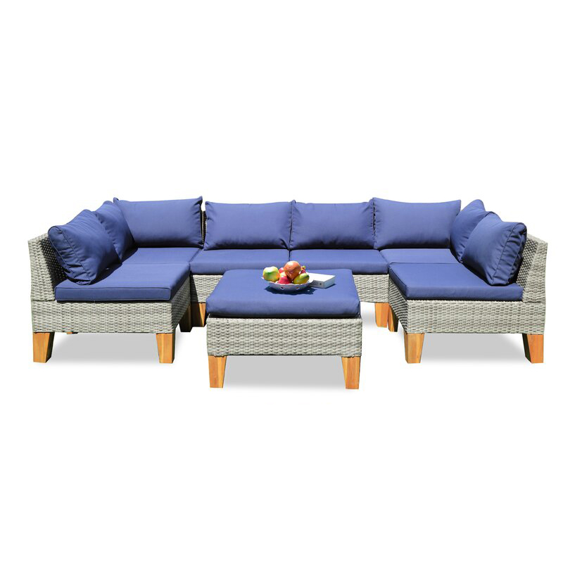 Rattan Wicker Round Outdoor Sofa Set Garden Furniture