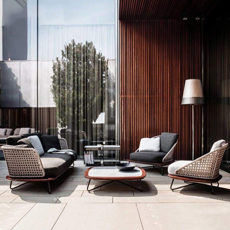 Modern Aluminum Outdoor Furniture Teak Sofa Set