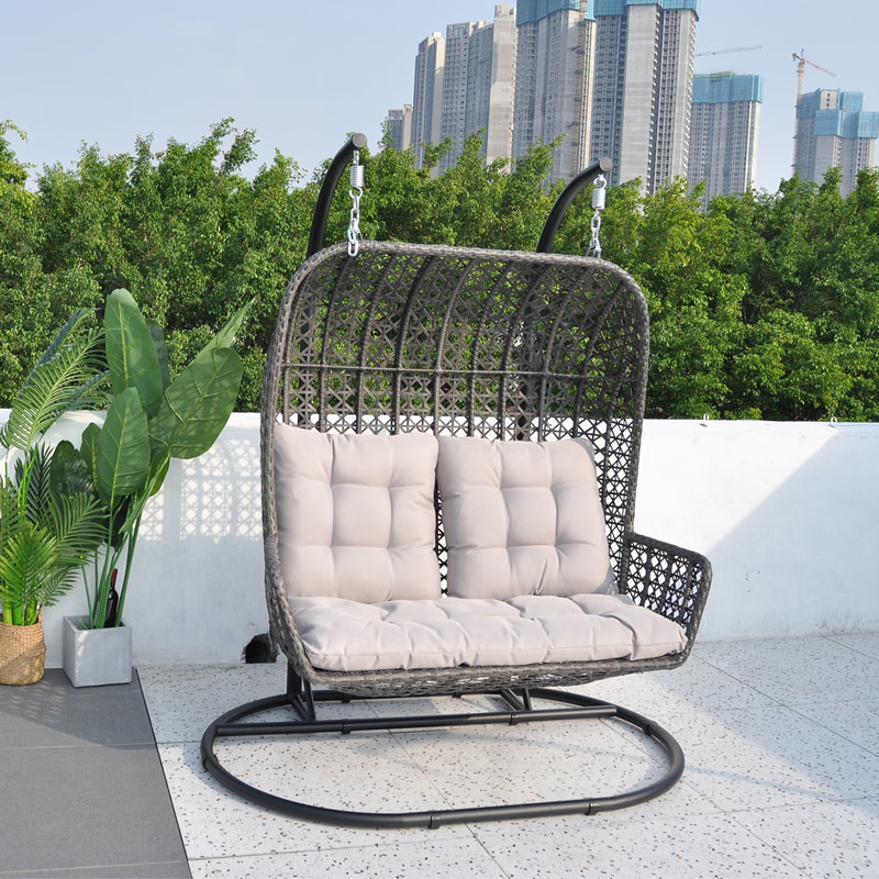 Hot Sales Pe Rattan Hanging Double Egg Swing Chair